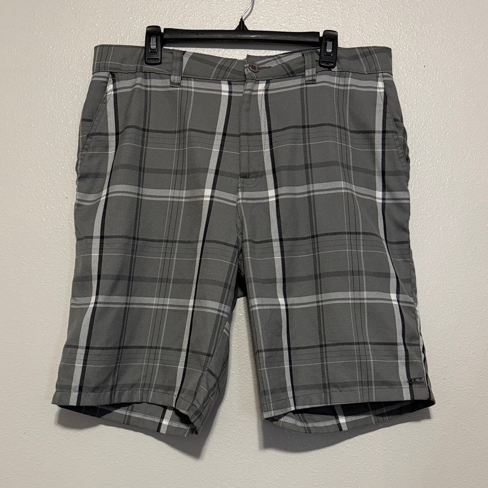 O'Neill Men's Gray Plaid Casual Shorts